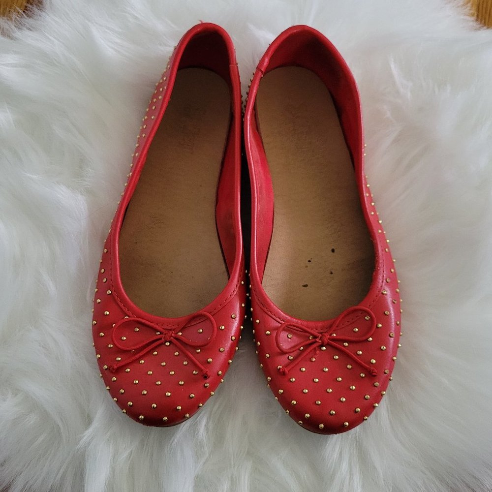 Brash Red Studded Flats